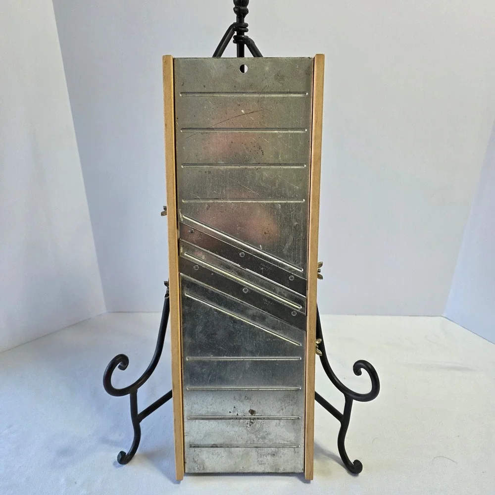 Vintage Stainless Steel Mandoline Slicer Wood Frame Kitchen‎ Decor